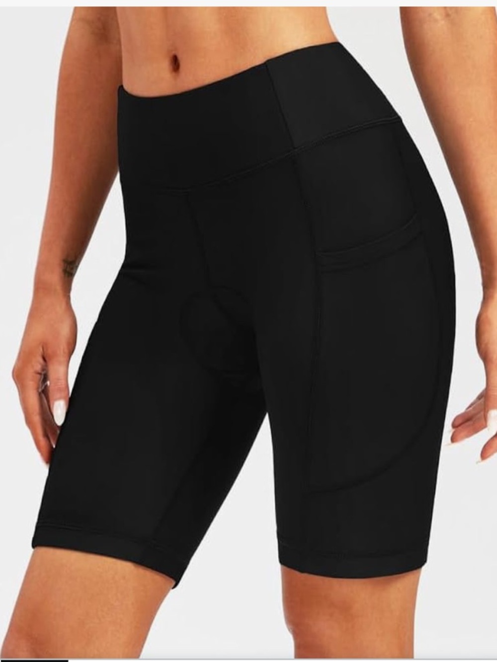 Bikewa Women's Black High-Waist Cycling Padded Capris with Side Pocket